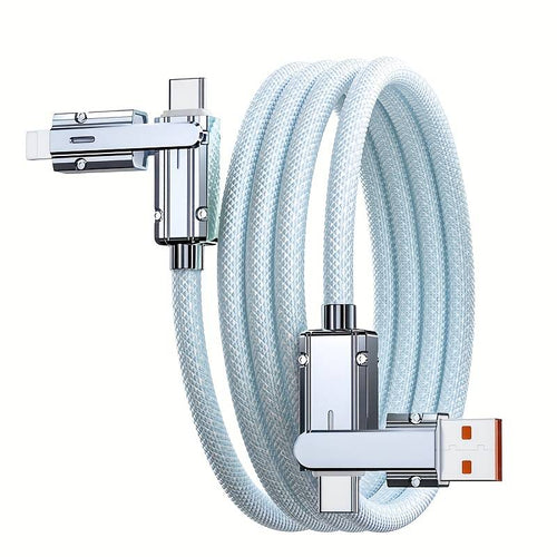 100W 4‑in‑1 Fast Charging Cable – Heavy Duty Nylon – 480Mbps Data Sync