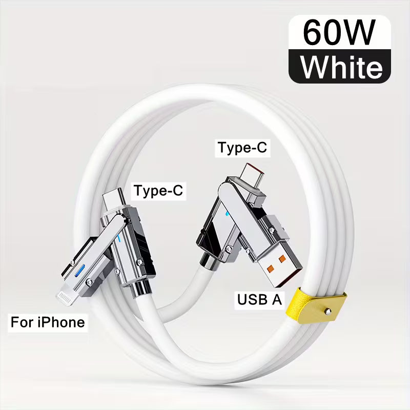 [3.3ft/5ft/6.6ft] 4-in-1 Fast Charging Cable for USB-A/USB-C to USB-C/Lightning