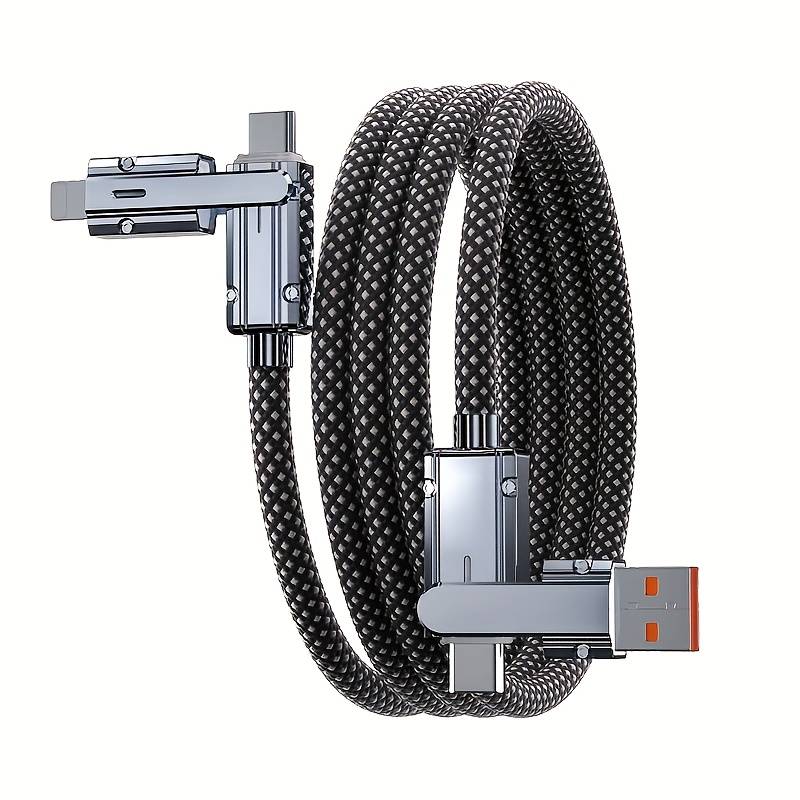100W 4‑in‑1 Fast Charging Cable – Heavy Duty Nylon – 480Mbps Data Sync