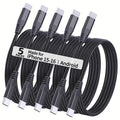 5-Pack 6.6ft 60W Fast Charging USB‑C to USB‑C Nylon Braided - up to 480 Mbps