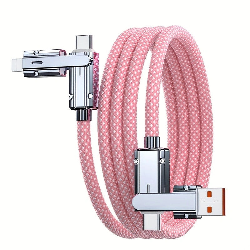 100W 4‑in‑1 Fast Charging Cable – Heavy Duty Nylon – 480Mbps Data Sync