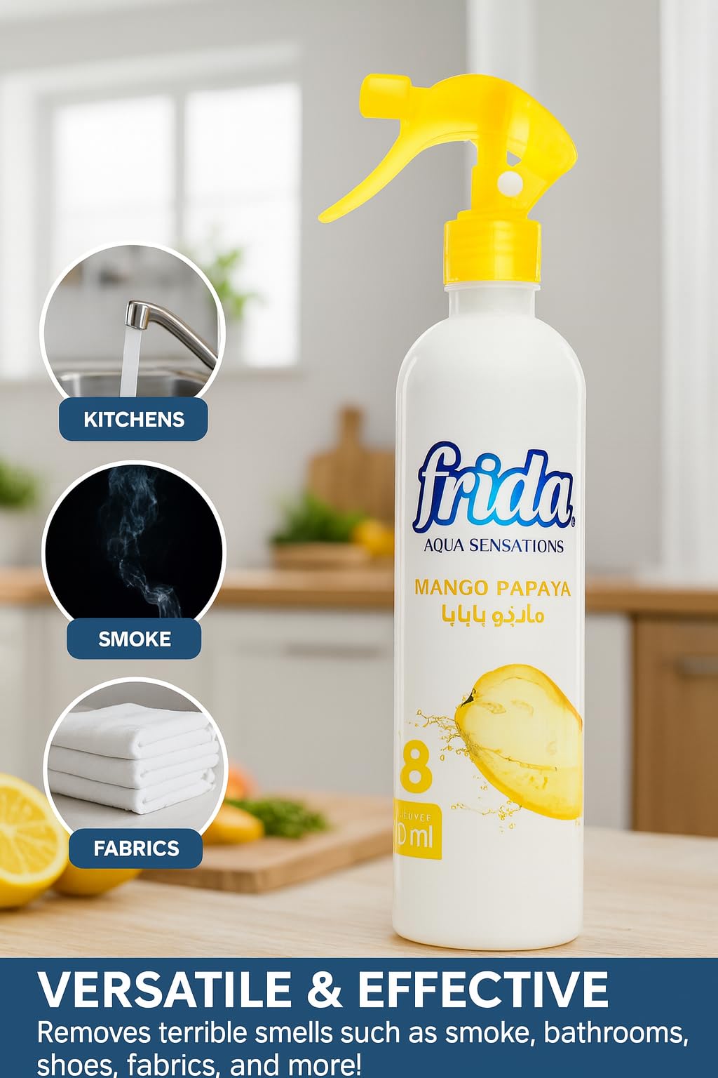 Frida Aqua Sensations Air Freshener Spray – Long-Lasting Room & Fabric Freshener, 15.5 oz Bottle – Odor Eliminator for Home, Office, and Car