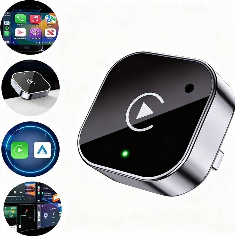 Wireless CarPlay/AndroidAuto Adapter - Upgrade Your Wired CarPlay/AndroidAuto to Wireless - Mini USB Design for Cars with Built-in Wired Apple CarPlay or Android Auto - Seamless Use