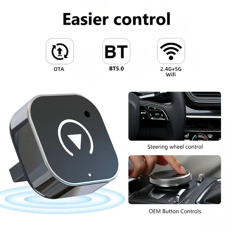 Wireless CarPlay/AndroidAuto Adapter - Upgrade Your Wired CarPlay/AndroidAuto to Wireless - Mini USB Design for Cars with Built-in Wired Apple CarPlay or Android Auto - Seamless Use
