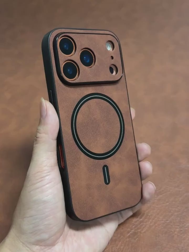 Luxury Magnetic Retro Leather Case for iPhone 14 Pro, MagSafe Shockproof Cover